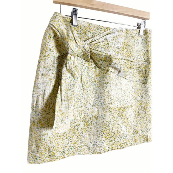 Anthropologie Sabina Musayev Fitted Yellow Floral Print Mini Skirt Size Large - Picture 7 of 12